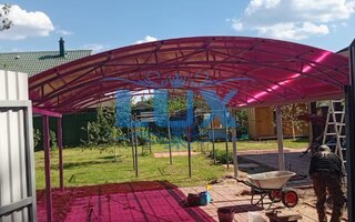 навес для дачного участка, кровля из сотового поликарбоната